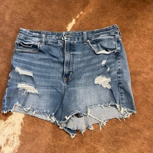 American Eagle Outfitters Blue Distressed Jean Shorts